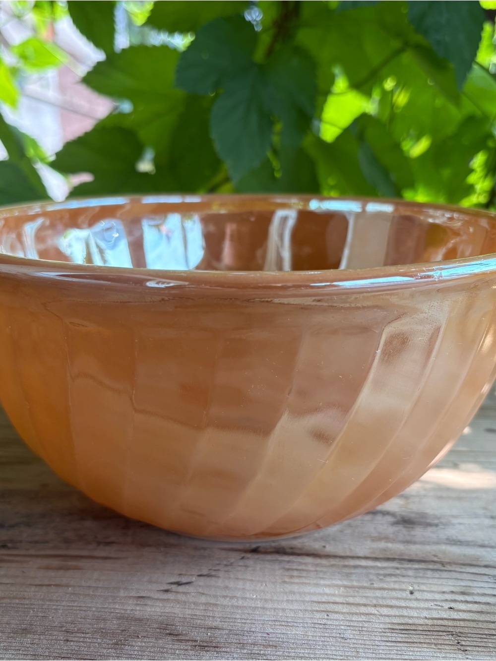 Fire King Peach Swirl Glass Serving Bowl